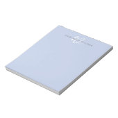 Modernes blau-weißes Skript-Monogramm Notizblock (Rotiert)