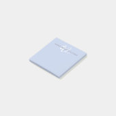 Modernes blau-weißes Skript-Monogramm Post-it Klebezettel (angewinkelt)