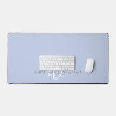 Modernes blau-weißes Skript-Monogramm Schreibtischunterlage (Tastatur & Maus)