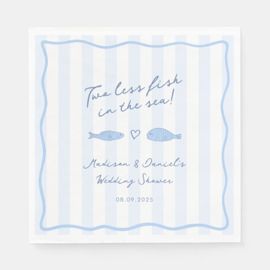 Modernes Blau, zwei weniger Fische im Polterabend Serviette (Vorderseite)