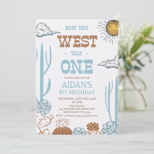 Modernes blaubraunes Licht, wie der Westen ein Geb Einladung (Stehend Vorderseite)