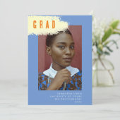 Modernes BLAUE YELLOW SPLASH Abschluss Foto GRAD Ankündigung (Stehend Vorderseite)