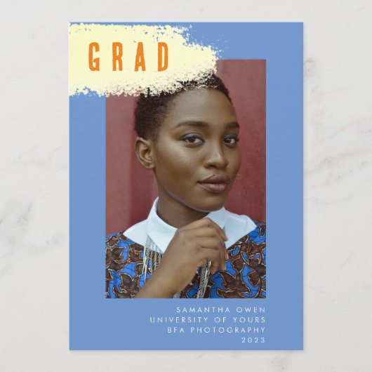 Modernes BLAUE YELLOW SPLASH Abschluss Foto GRAD Ankündigung (Vorderseite)