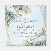 Modernes, blauer Blütengolden retten das Date Magn Magnet (Vorne)