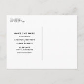 Modernes, blauer muffelreifes Typografie-Foto Save Ankündigungspostkarte (Rückseite)