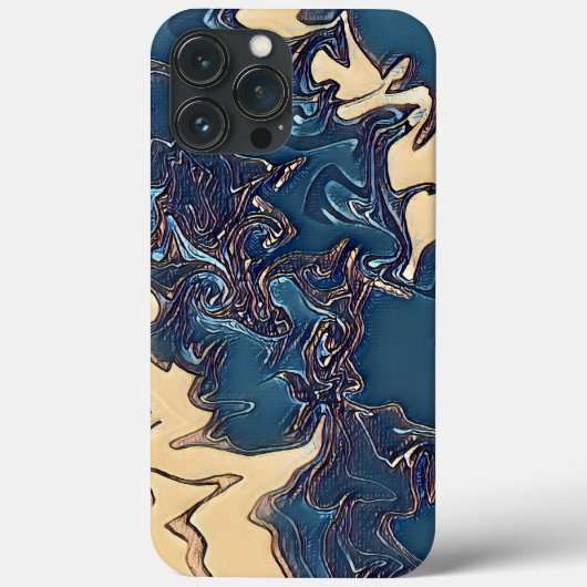 Modernes blaues Abstraktes Cooles Kunstwerk Case-Mate iPhone Hülle (Rückseite)