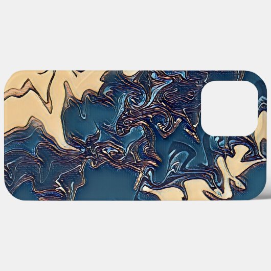 Modernes blaues Abstraktes Cooles Kunstwerk Case-Mate iPhone Hülle (Rückseite (Horizontal))