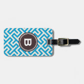 Modernes blaues abstraktes geometrisches gepäckanhänger (Vorderseite horizontal)