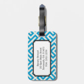 Modernes blaues abstraktes geometrisches gepäckanhänger (Rückseite vertikal)