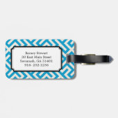 Modernes blaues abstraktes geometrisches gepäckanhänger (Rückseite horizontal)