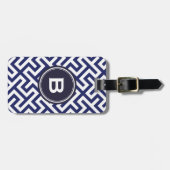 Modernes blaues abstraktes geometrisches gepäckanhänger (Vorderseite horizontal)