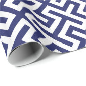 Modernes blaues abstraktes geometrisches geschenkpapier (Rolleneckpunkt)