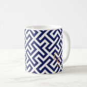 Modernes blaues abstraktes geometrisches kaffeetasse (VorderseiteRechts)