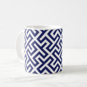 Modernes blaues abstraktes geometrisches kaffeetasse (Vorderseite Links)