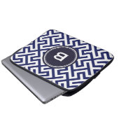 Modernes blaues abstraktes geometrisches laptopschutzhülle (Vorne Knopf)