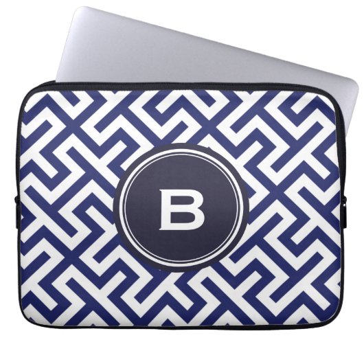 Modernes blaues abstraktes geometrisches laptopschutzhülle (Vorderseite)