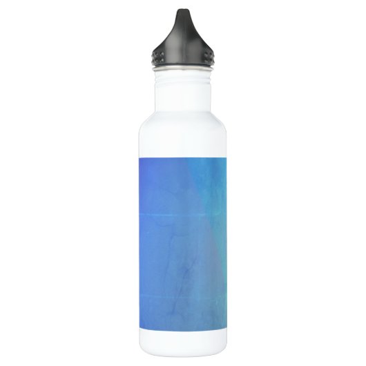 Modernes blaues Aqua und türkisfarbene geometrisch Edelstahlflasche (Links)