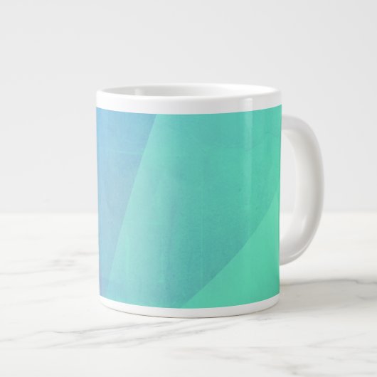 Modernes blaues Aqua und türkisfarbene geometrisch Jumbo-Tasse (Vorderseite Rechts)