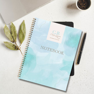 Modernes, blaues Aquamarines Aquarellunternehmen Notizblock