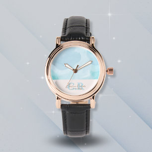 Modernes, blaues Aquamarines Watercolor Armbanduhr