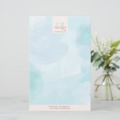 Modernes, blaues Aquamarines Watercolor Briefpapier (Stehend Vorderseite)