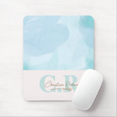 Modernes, blaues Aquamarines Watercolor Mousepad (Mit Mouse)