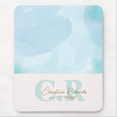 Modernes, blaues Aquamarines Watercolor Mousepad (Vorne)
