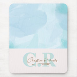 Modernes, blaues Aquamarines Watercolor Mousepad