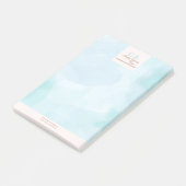 Modernes, blaues Aquamarines Watercolor Post-it Klebezettel (angewinkelt)