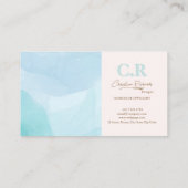 Modernes, blaues Aquamarines Watercolor Visitenkarte (Rückseite)