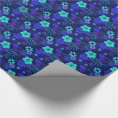 Modernes blaues Blumen-Verpackungs-Papier Geschenkpapier (Ecke)