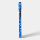 Modernes blaues Blumendesign Kunstmuster Case-Mate iPhone Hülle (Rückseite / Links)