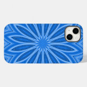 Modernes blaues Blumendesign Kunstmuster Case-Mate iPhone Hülle (Rückseite (Horizontal))