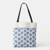 Modernes blaues Blumenmuster Elegant Stilvoller Na Tasche (Rückseite)