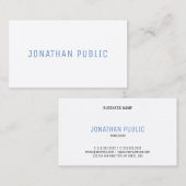 Modernes blaues, einfaches Design Elegantes Templa Visitenkarte (Vorne/Hinten)