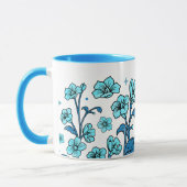 Modernes blaues Elegantes Blumendesign Tasse (Links)