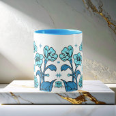Modernes blaues Elegantes Blumendesign Tasse