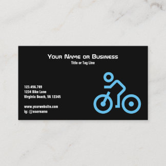 Modernes Blaues Fahrradsymbol auf dem Black Bicycl Visitenkarte