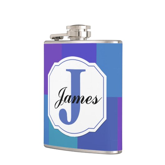 Modernes Blaues Farbmuster Flachmann (Links)