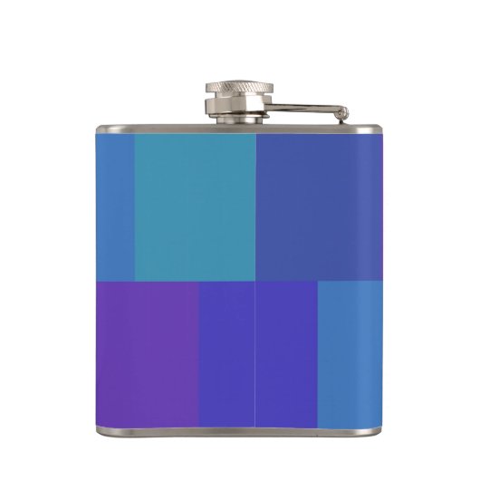 Modernes Blaues Farbmuster Flachmann (Rückseite)