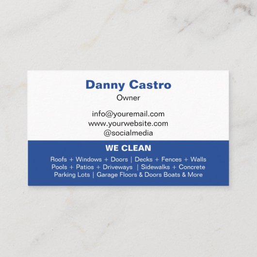 Modernes Blaues Foto Druckwäsche Visitenkarte (Rückseite)