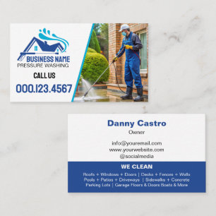 Modernes Blaues Foto Druckwäsche Visitenkarte