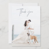 Modernes blaues Foto Hochzeit Dankeschön Karten (Vorderseite)