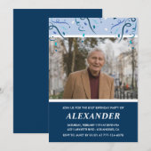 Modernes blaues Foto Mann 81. Geburtstag Einladung (Vorne/Hinten)