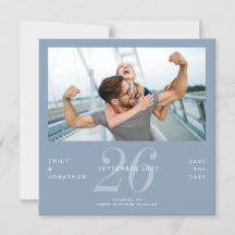 Modernes, blaues Foto Save the Date