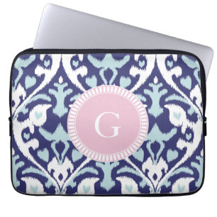Modernes blaues girly ikat Stammes- Laptopschutzhülle