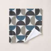 Modernes blaues graues Handtuch aus Gunmetall aus Badhandtuch Set (Waschlappen)