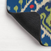 Modernes blaues Grün ikat Stammes- Muster Mousepad (Ecke)