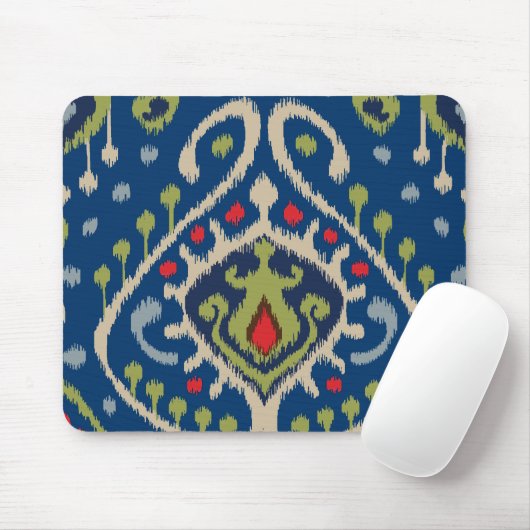 Modernes blaues Grün ikat Stammes- Muster Mousepad (Mit Mouse)
