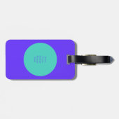 Modernes blaues Grün-Tupfen-Gewohnheits-Monogramm Gepäckanhänger (Rückseite horizontal)